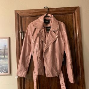 Pink Faux Leather Jacket